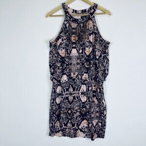 Thalia Sodi Pink Snakeskin Chain Neck Stretchy Sleeveless Dress Womens Sz Medium